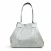 LOLA – Tas van Italiaans leer met python‑embossing – Grijs