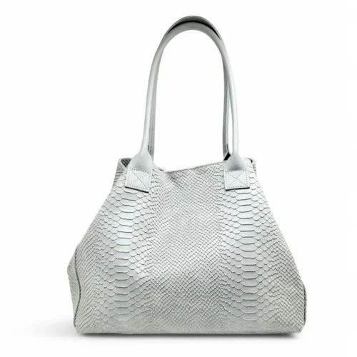 LOLA – Tas van Italiaans leer met python‑embossing – Grijs