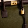 NORA – Italiaanse dollaro-lederen tas – Khaki & Donkerbruin