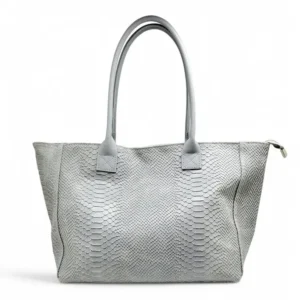 LOLA – Tas van Italiaans leer met python‑embossing – Grijs