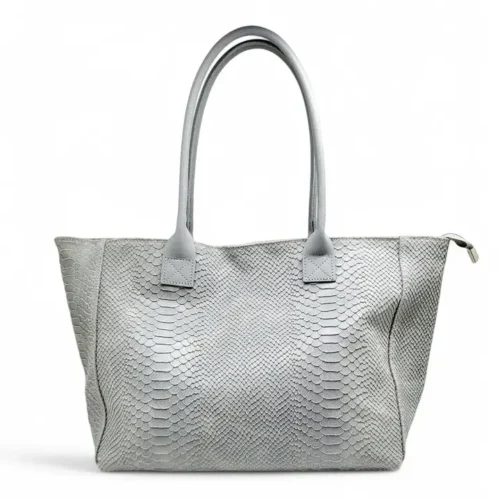 LOLA – Tas van Italiaans leer met python‑embossing – Grijs