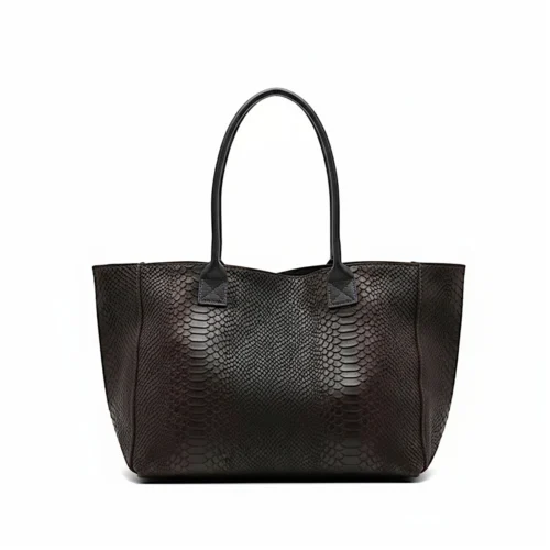 LOLA – Tas van Italiaans leer met python-embossing – Chocolade