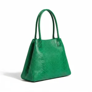 LOLA – Tas van Italiaans leer met python-embossing – Groen