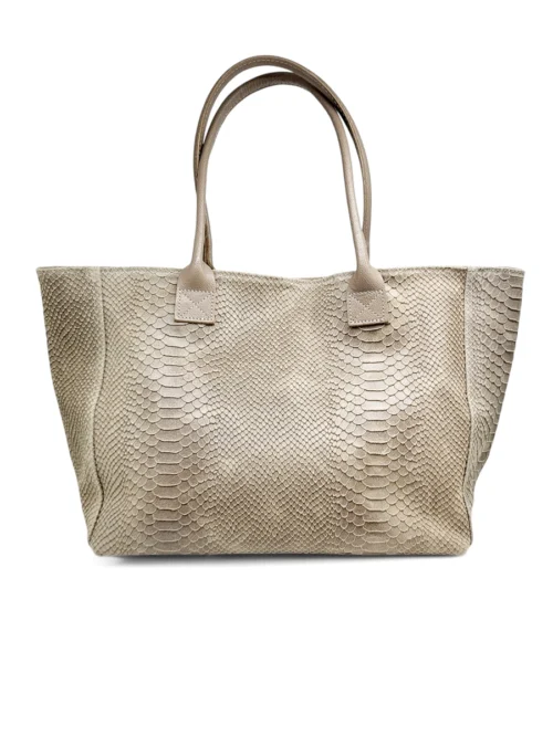 LOLA – Tas van Italiaans leer met pythonprint – Taupe