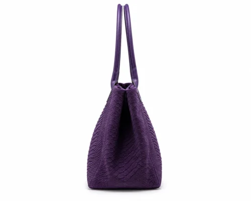 LOLA – Tas van Italiaans leer met python‑embossing – Paars