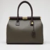 NORA – Tas van Italiaans dollaro-leer – Taupe & Donkerbruin