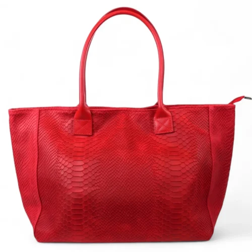 350320d584535802dec53327316352d16f0a28c5a393f9813c3ae1f697718625 LOLA – Tas van Italiaans leer met python-embossing – Rood