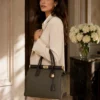 NORA – Tas van Italiaans dollaro-leer – Taupe & Donkerbruin