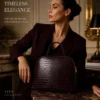 Tas NOA Burgundy van leer met crocoprint – Gemaakt in Italië
