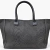 LOLA – Tas van Italiaans leer met python-embossing – Donkergrijs