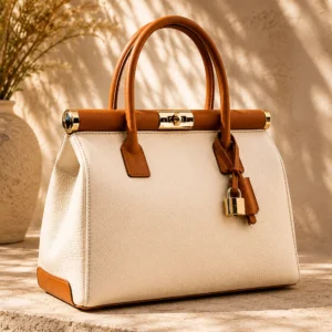 NORA – Tas van Italiaans dollaro-leer – Crème & Camel