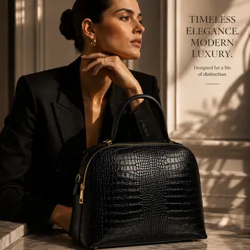 Tas NOA Black leer met crocco-motief – Gemaakt in Italië