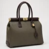 NORA – Tas van Italiaans dollaro-leer – Taupe & Donkerbruin