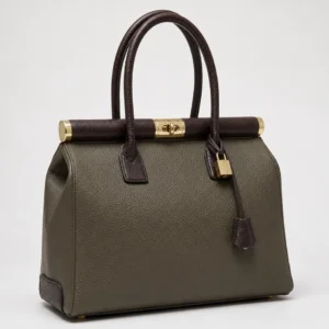 NORA – Tas van Italiaans dollaro-leer – Taupe & Donkerbruin