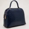 Tas NOA Blue van leer met crocco-motief – Gemaakt in Italië
