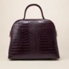 Tas NOA Burgundy van leer met crocoprint – Gemaakt in Italië