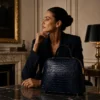 Tas NOA Blue van leer met crocco-motief – Gemaakt in Italië