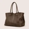 LOLA – Tas van Italiaans leer met python-embossing – Donker taupe