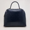 Tas NOA Blue van leer met crocco-motief – Gemaakt in Italië