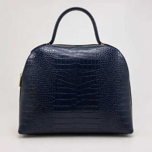 Tas NOA Blue van leer met crocco-motief – Gemaakt in Italië