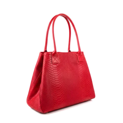 8886a7ab97ad8358354d5f5c5e632f6e7879c7ff62c6f9a40b0615dbcc913a7a LOLA – Tas van Italiaans leer met python-embossing – Rood