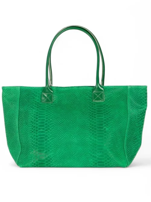 LOLA – Tas van Italiaans leer met python-embossing – Groen