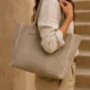 LOLA – Tas van Italiaans leer met pythonprint – Taupe