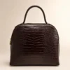 9b8254d455032dac7973ee2c760855cf86a76fb486f935cf50f14bcf33c02efa Tas NOA Brown van leer met croco-patroon – Gemaakt in Italië