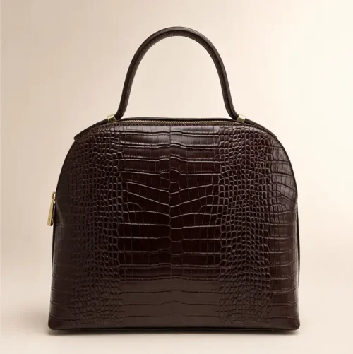 9b8254d455032dac7973ee2c760855cf86a76fb486f935cf50f14bcf33c02efa Tas NOA Brown van leer met croco-patroon – Gemaakt in Italië