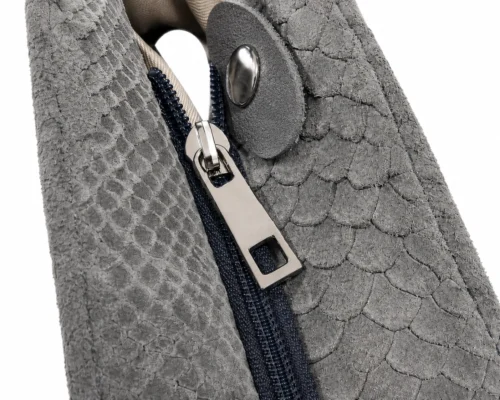 LOLA – Tas van Italiaans leer met python-embossing – Donkergrijs