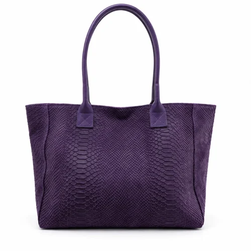 LOLA – Tas van Italiaans leer met python‑embossing – Paars