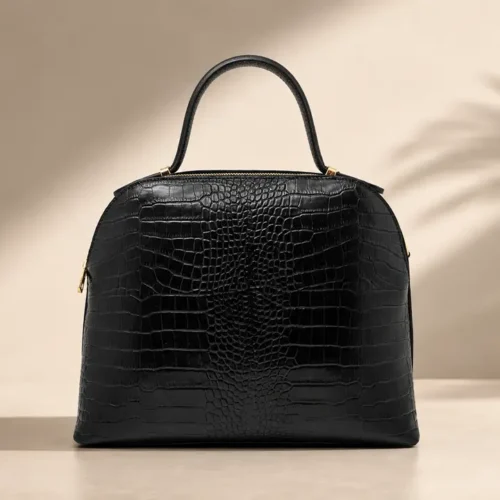 Tas NOA Black leer met crocco-motief – Gemaakt in Italië