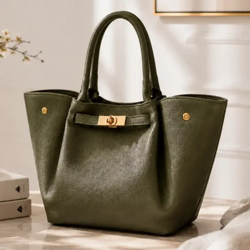 Yara Khaki leren tas – Italiaans fabricaat