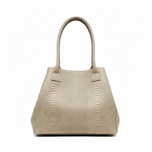 LOLA – Tas van Italiaans leer met pythonprint – Taupe