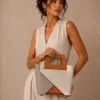 CARLA – Iconische leren tas in kleur Taupe Camel Gold - Italië