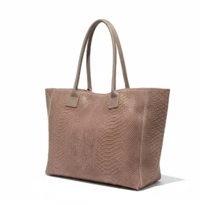 LOLA – Tas van Italiaans leer met python-embossing – Lavender Blush