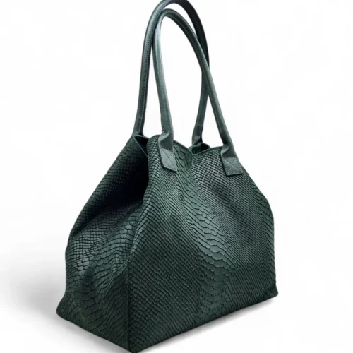 LOLA – Tas van Italiaans leer met pythonstructuur – Smaragdgroen