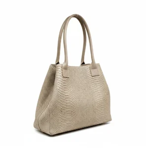 LOLA – Tas van Italiaans leer met pythonprint – Taupe