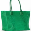 LOLA – Tas van Italiaans leer met python-embossing – Groen