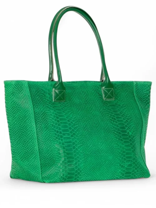 LOLA – Tas van Italiaans leer met python-embossing – Groen