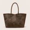 LOLA – Tas van Italiaans leer met python-embossing – Donker taupe