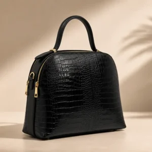 Tas NOA Black leer met crocco-motief – Gemaakt in Italië