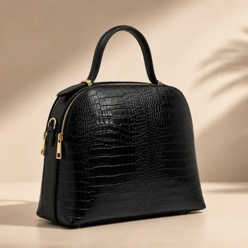Tas NOA Black leer met crocco-motief – Gemaakt in Italië