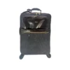Met de hand gepolijst leer en canvas trolley, art. 112239 - Bruin