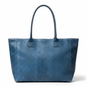 LOLA – Tas van Italiaans leer met python-embossing – Denimblauw