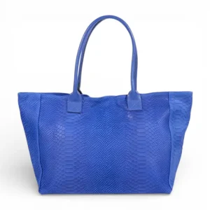 LOLA – Tas van Italiaans leer met pythonreliëf – Electric Blue