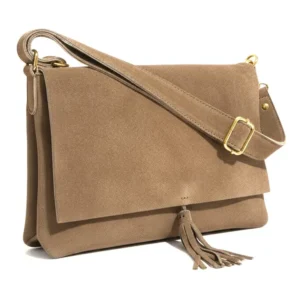 LUNA suède lederen tas - beige - Gemaakt in Italië